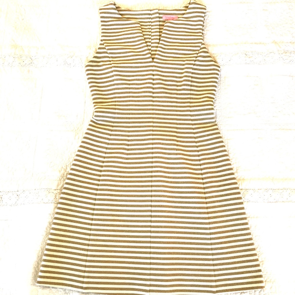 Lilly Pulitzer Gold And Ivory Sleeveless Dress